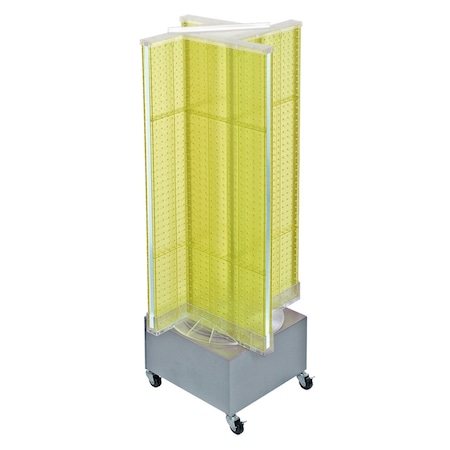 Azar Displays Pinwheel Pegboard Floor Display on Revolving Wheeled Base. Spinner Rack Stand. 700445-YEL